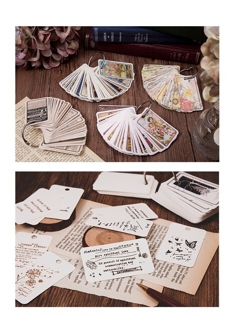 100 sztuk Retro Kartek Dekoracyjnych na Mini Kartce Kraft Paper z Serii Vintage Book Collection Journal - DIY Dekoracje, życzenia, pocztówki - Wianko - 23