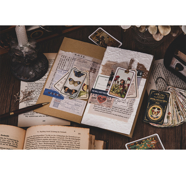 100 sztuk Retro Kartek Dekoracyjnych na Mini Kartce Kraft Paper z Serii Vintage Book Collection Journal - DIY Dekoracje, życzenia, pocztówki - Wianko - 24