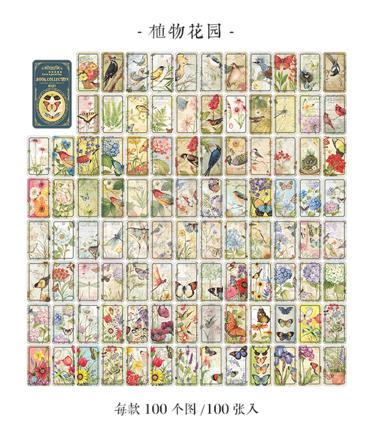 100 sztuk Retro Kartek Dekoracyjnych na Mini Kartce Kraft Paper z Serii Vintage Book Collection Journal - DIY Dekoracje, życzenia, pocztówki - Wianko - 21