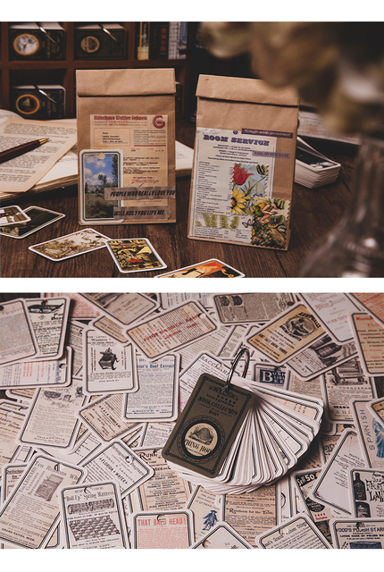 100 sztuk Retro Kartek Dekoracyjnych na Mini Kartce Kraft Paper z Serii Vintage Book Collection Journal - DIY Dekoracje, życzenia, pocztówki - Wianko - 9