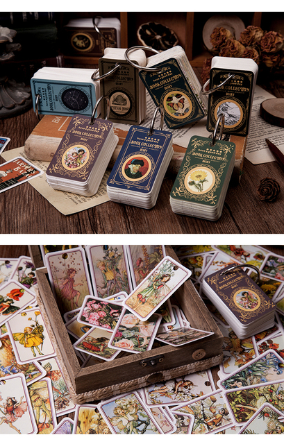 100 sztuk Retro Kartek Dekoracyjnych na Mini Kartce Kraft Paper z Serii Vintage Book Collection Journal - DIY Dekoracje, życzenia, pocztówki - Wianko - 3