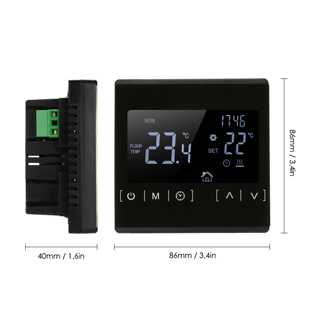 Regulator temperatury dotykowy AC85-240V z wyświetlaczem LCD, czarnym podświetleniem i funkcją podgrzewania elektrycznego - Wianko - 8