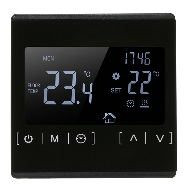 Regulator temperatury dotykowy AC85-240V z wyświetlaczem LCD, czarnym podświetleniem i funkcją podgrzewania elektrycznego - Wianko - 1