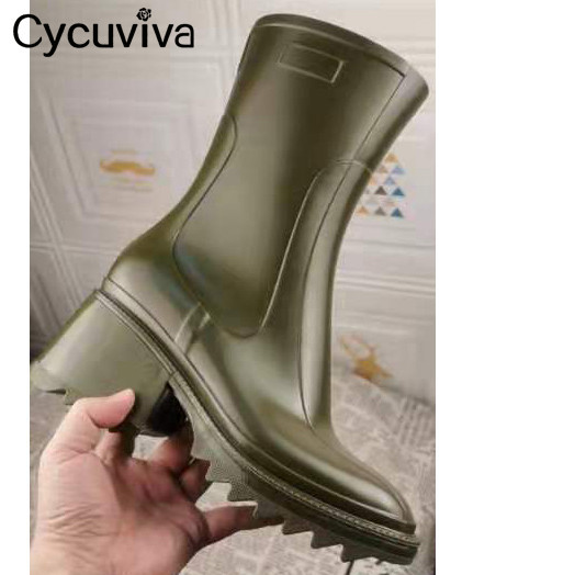 Kalosze damskie Cycuviva Chunky Heel z grubą podeszwą i platformą, w stylu projektant Chelsea Boots - Wianko - 10