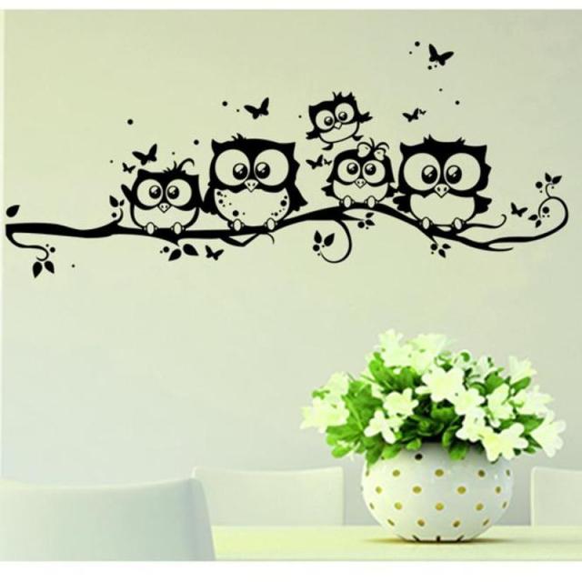 Zdejmowana naklejka na ścianę - KAKUDER DIY kreskówka sowa motyl kalkomania Vinyl dekoracja artystyczna sypialni - Wianko - 2