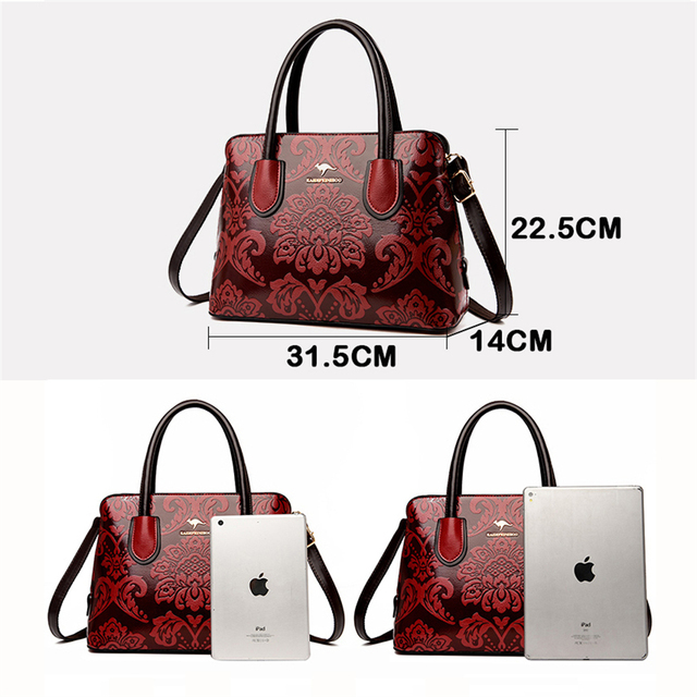 Duża pojemność torebki damskiej z luksusowym kwiatowym wzorem i wygodnym uchwytem na ramię - Wianko - 3