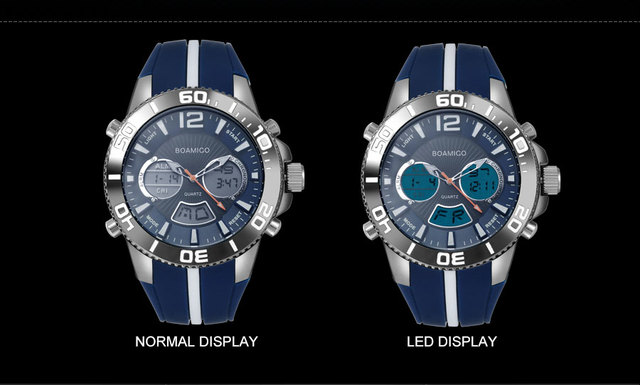 Zegarek męski BOAMIGO 2021, kwarcowy, wodoodporny, marki luksusowej, z gumowym paskiem, analogowo-cyfrowy - Wianko - 10