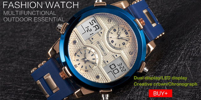 Zegarek męski BOAMIGO 2021, kwarcowy, wodoodporny, marki luksusowej, z gumowym paskiem, analogowo-cyfrowy - Wianko - 2