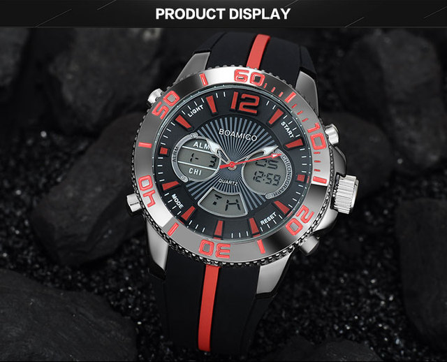 Zegarek męski BOAMIGO 2021, kwarcowy, wodoodporny, marki luksusowej, z gumowym paskiem, analogowo-cyfrowy - Wianko - 17