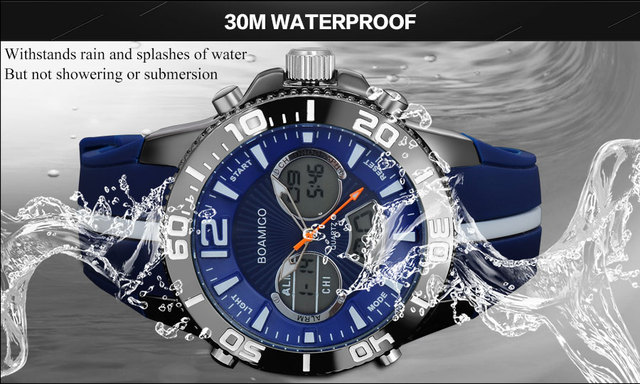 Zegarek męski BOAMIGO 2021, kwarcowy, wodoodporny, marki luksusowej, z gumowym paskiem, analogowo-cyfrowy - Wianko - 8