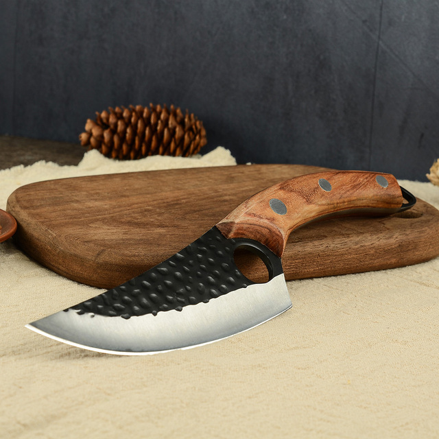 6-calowy nóż kuchenny z ultra ostrzem, do trybowania, z zakrzywioną drewnianą rękojeścią i nitowanym mocowaniem - Wianko - 7