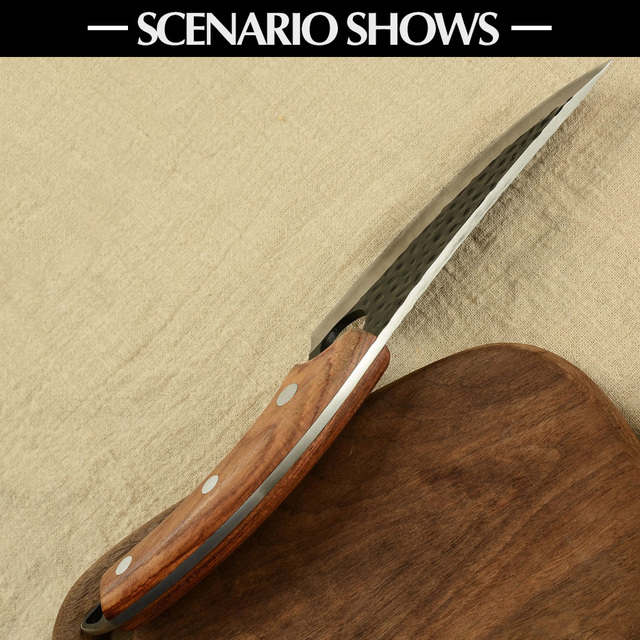 6-calowy nóż kuchenny z ultra ostrzem, do trybowania, z zakrzywioną drewnianą rękojeścią i nitowanym mocowaniem - Wianko - 10