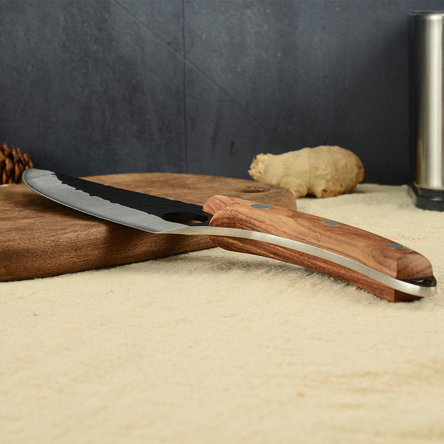 6-calowy nóż kuchenny z ultra ostrzem, do trybowania, z zakrzywioną drewnianą rękojeścią i nitowanym mocowaniem - Wianko - 8