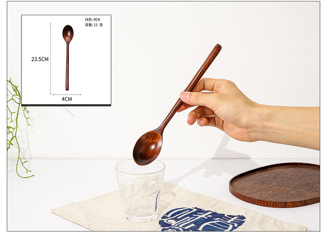 Drewniana łyżka do zupy z długą rękojeścią w stylu japońskim - Wianko - 10