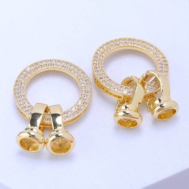 Złote łączniki zatrzaski do biżuterii Juya DIY - akcesoria do ręcznie robionych siatkowych łańcuchów, charms, bransoletki, naszyjniki - Wianko - 1