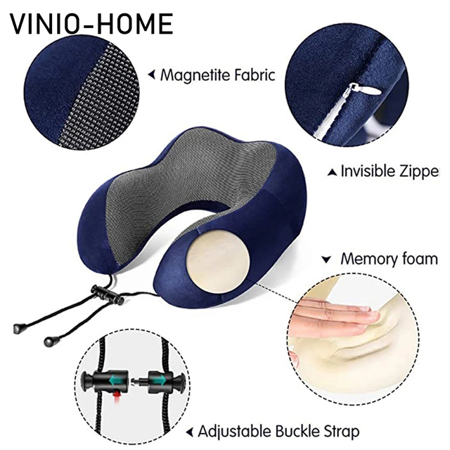 Poduszka podróżna ortopedyczna U-shaped z magnesami i pianką Memory - Wianko - 3