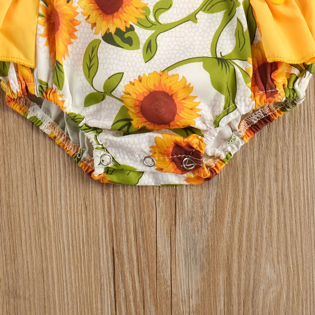 Nowa letnia sukienka z nadrukiem słonecznika dla niemowląt od 0 do 24M z krótkim rękawem i koronkowymi frędzlami - Wianko - 6