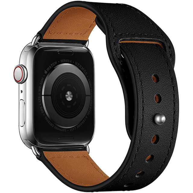 Pasek skórzany do Apple Watch - 45mm 41mm 44mm 40mm 38mm42mm - dla modeli iWatch 6 5 4 SE 7 - Wianko - 1