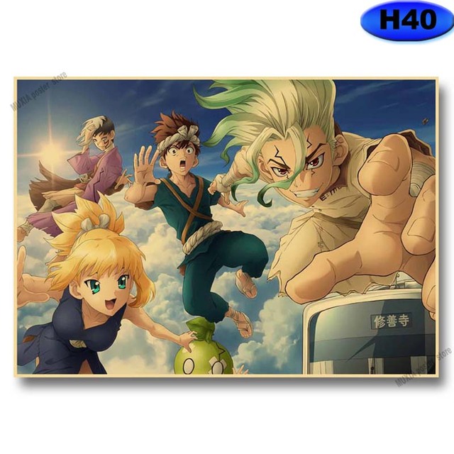 Plakat z nadrukiem Dr. Kamień Anime Retro Kraft - Klasyczne, HD, idealny do sypialni, baru czy kawiarni - Wianko - 43