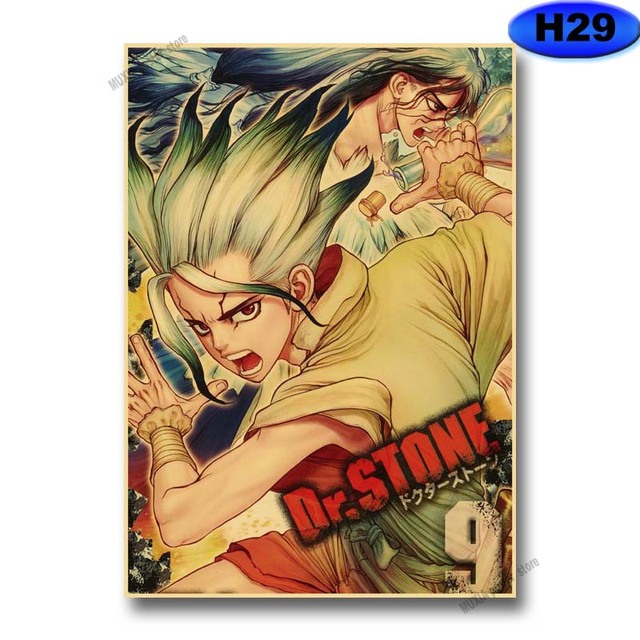 Plakat z nadrukiem Dr. Kamień Anime Retro Kraft - Klasyczne, HD, idealny do sypialni, baru czy kawiarni - Wianko - 32