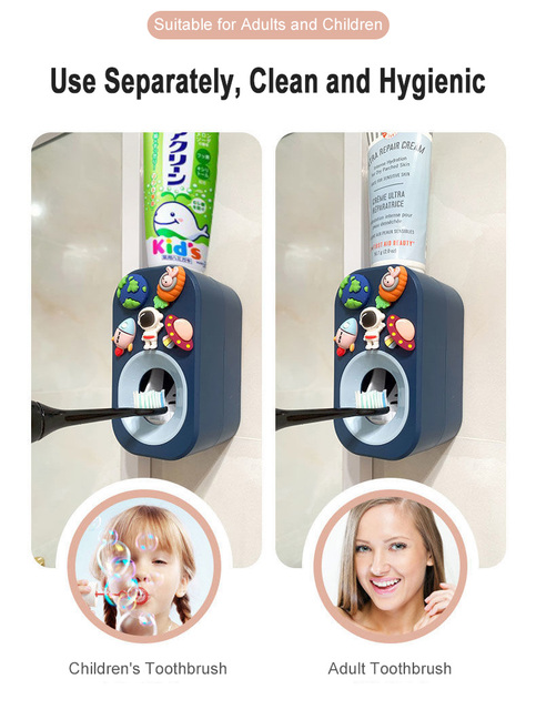 Automatyczny wyciskacz pasty do zębów dla dzieci i rodzin z motywem kreskówkowym - praktyczne akcesorium łazienkowe do prysznica z naklejką Super - Wianko - 2