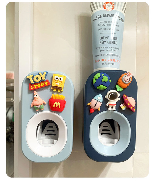 Automatyczny wyciskacz pasty do zębów dla dzieci i rodzin z motywem kreskówkowym - praktyczne akcesorium łazienkowe do prysznica z naklejką Super - Wianko - 13
