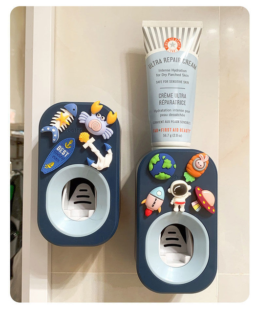 Automatyczny wyciskacz pasty do zębów dla dzieci i rodzin z motywem kreskówkowym - praktyczne akcesorium łazienkowe do prysznica z naklejką Super - Wianko - 11