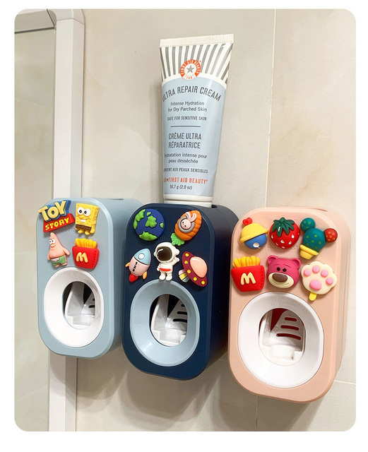 Automatyczny wyciskacz pasty do zębów dla dzieci i rodzin z motywem kreskówkowym - praktyczne akcesorium łazienkowe do prysznica z naklejką Super - Wianko - 14