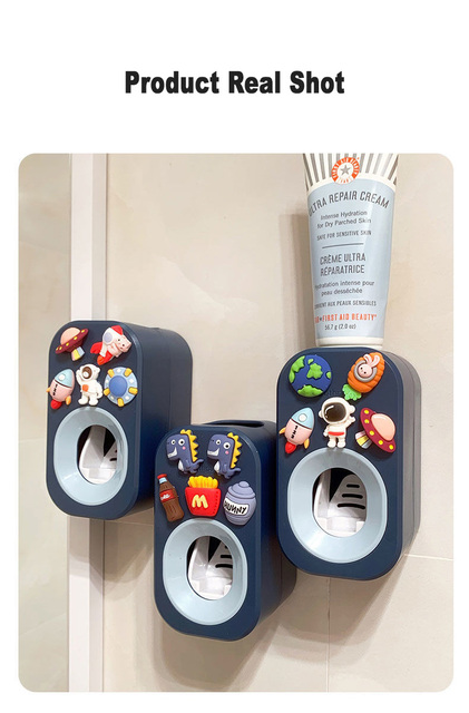 Automatyczny wyciskacz pasty do zębów dla dzieci i rodzin z motywem kreskówkowym - praktyczne akcesorium łazienkowe do prysznica z naklejką Super - Wianko - 9