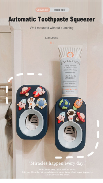 Automatyczny wyciskacz pasty do zębów dla dzieci i rodzin z motywem kreskówkowym - praktyczne akcesorium łazienkowe do prysznica z naklejką Super - Wianko - 1