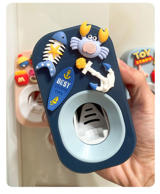 Automatyczny wyciskacz pasty do zębów dla dzieci i rodzin z motywem kreskówkowym - praktyczne akcesorium łazienkowe do prysznica z naklejką Super - Wianko - 12