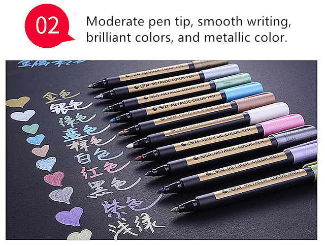 Kolorowy marker wodny na bazie metalu 10 sztuk - długopis artystyczny DIY do rysowania i craftworku - Wianko - 4