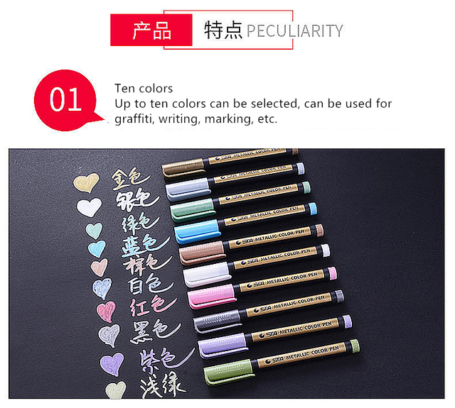 Kolorowy marker wodny na bazie metalu 10 sztuk - długopis artystyczny DIY do rysowania i craftworku - Wianko - 3
