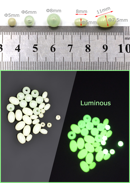 Plastikowe ciemności przynęty świecące do nocnych połowów - 5 rozmiarów, oliwka, 50/100/200 sztuk - Wianko - 2