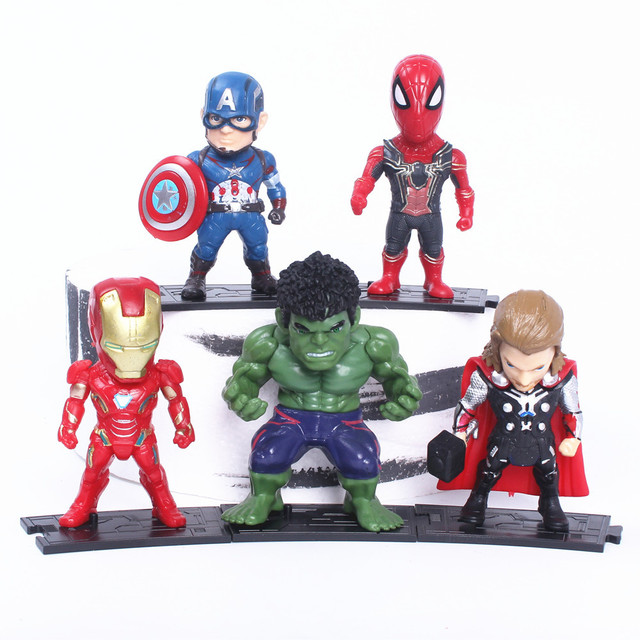 Figurka akcji Iron Man, Kapitan Ameryka, Spiderman, Hulk - zestaw 5 sztuk do dekoracji ciast - Wianko - 1