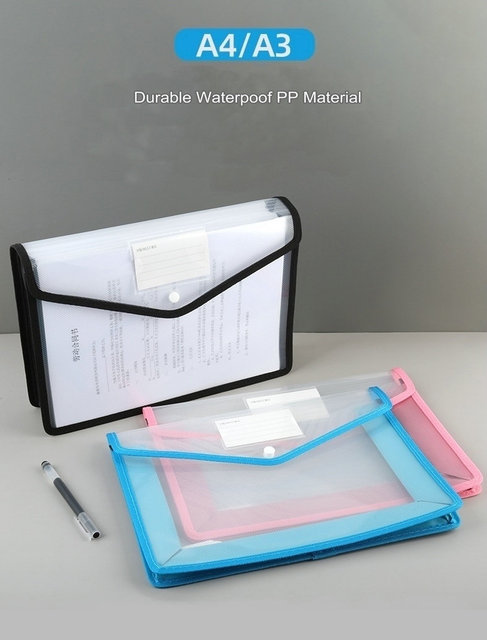 Plastikowa koperta A4/A3 o dużej pojemności - wodoodporna torba na dokumenty - Wianko - 1