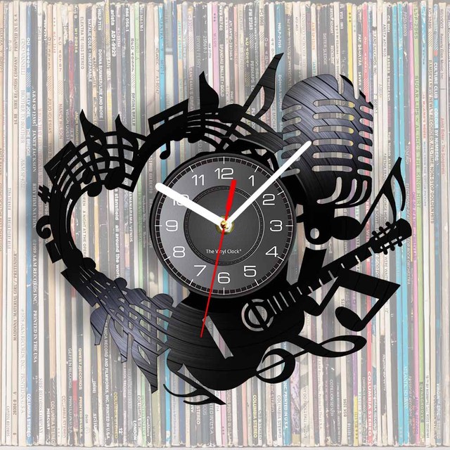 Zegar ściany w kształcie serca z laserowo wyciętą płytą winylową i motywem muzycznym - prezent dla miłośników muzyki - Wianko - 30