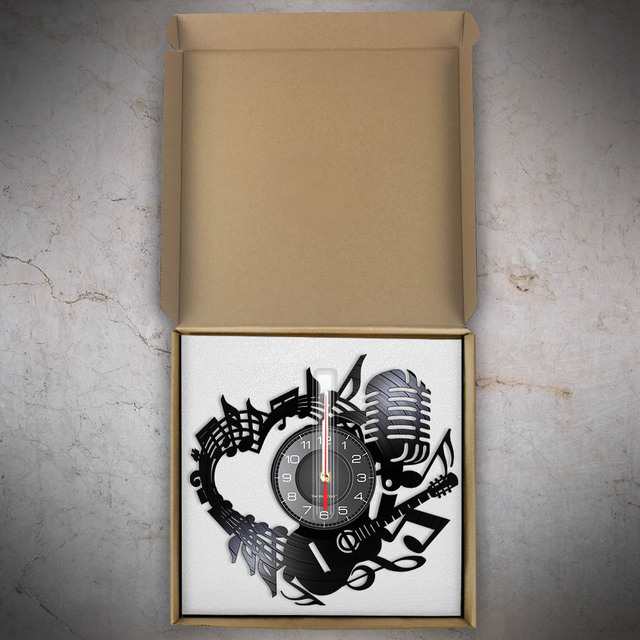 Zegar ściany w kształcie serca z laserowo wyciętą płytą winylową i motywem muzycznym - prezent dla miłośników muzyki - Wianko - 29