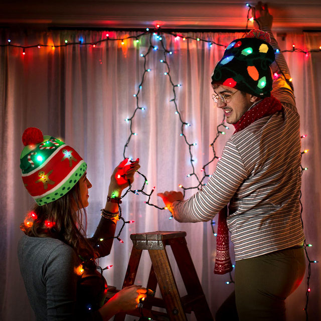 LED Light-up czapka bożonarodzeniowa z dzianiny z migającymi światełkami Santa 10 kolorów - Wianko - 10