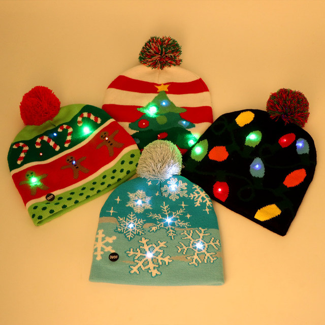 LED Light-up czapka bożonarodzeniowa z dzianiny z migającymi światełkami Santa 10 kolorów - Wianko - 3