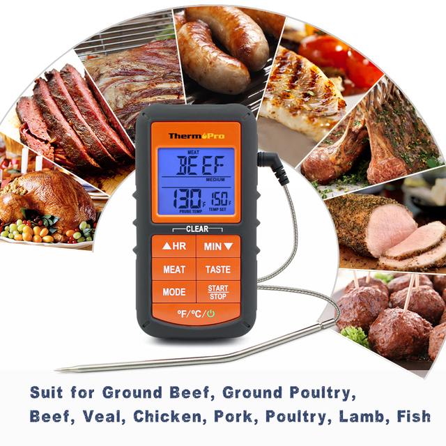 Cyfrowy termometr kuchenny ThermoPro TP06B do gotowania i grillowania z zegarem/Alarmem temperatury - Wianko - 8