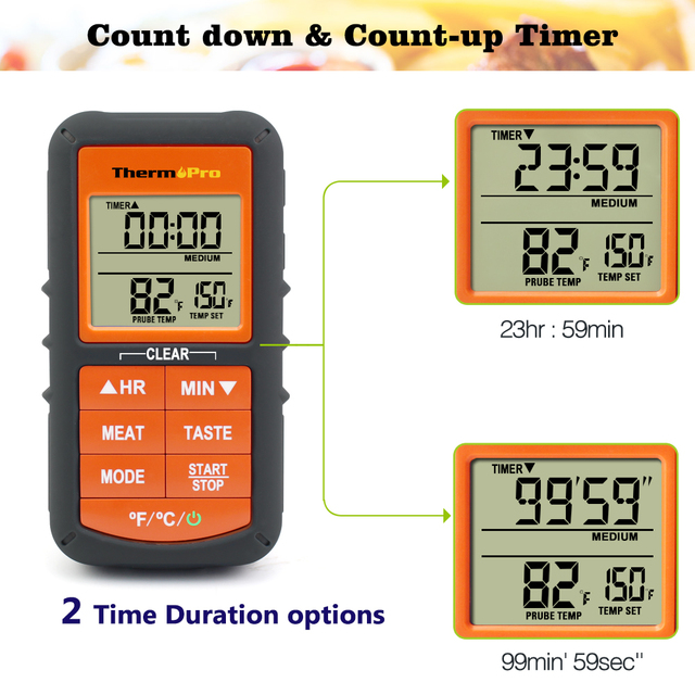 Cyfrowy termometr kuchenny ThermoPro TP06B do gotowania i grillowania z zegarem/Alarmem temperatury - Wianko - 4