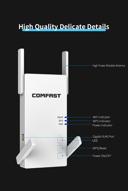 Router bezprzewodowy Comfast AC2100 Gigabit dwuzakresowy 2100Mbps z 1G portem Ethernet, zasięg do 1800 m², obsługujący 30 urządzeń - Wianko - 16