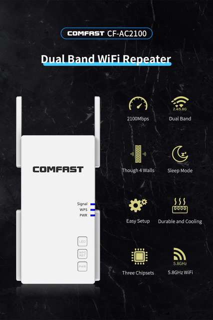 Router bezprzewodowy Comfast AC2100 Gigabit dwuzakresowy 2100Mbps z 1G portem Ethernet, zasięg do 1800 m², obsługujący 30 urządzeń - Wianko - 3
