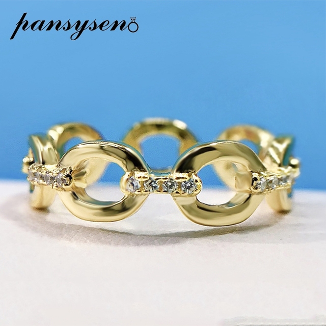 Nowość! Srebrny pierścień ślubny PANSYSEN z wytłoczonym wzorem. Kundanowe obrączki biżuteryjne dla kobiet - Wianko - 2