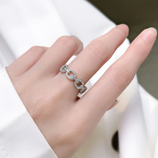 Nowość! Srebrny pierścień ślubny PANSYSEN z wytłoczonym wzorem. Kundanowe obrączki biżuteryjne dla kobiet - Wianko - 8