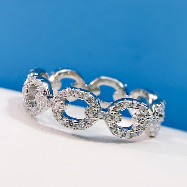 Nowość! Srebrny pierścień ślubny PANSYSEN z wytłoczonym wzorem. Kundanowe obrączki biżuteryjne dla kobiet - Wianko - 6
