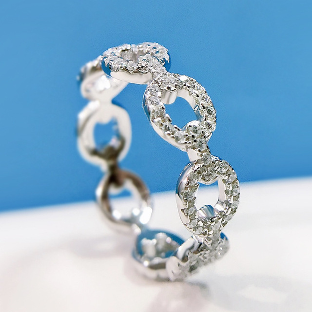 Nowość! Srebrny pierścień ślubny PANSYSEN z wytłoczonym wzorem. Kundanowe obrączki biżuteryjne dla kobiet - Wianko - 4