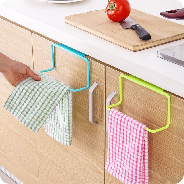 Wieszak na ręczniki do kąpieli i kuchni - wysokiej jakości uchwyt wiszący łazienkowy i szafkowy - niebieski, zielony, biały - Wianko - 4