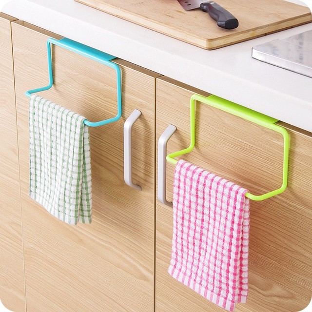 Wieszak na ręczniki do kąpieli i kuchni - wysokiej jakości uchwyt wiszący łazienkowy i szafkowy - niebieski, zielony, biały - Wianko - 3